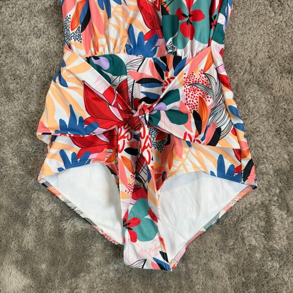 Modcloth The Brooke One Piece Tie Front Floral Swimsuit M Medium - Picture 4 of 12